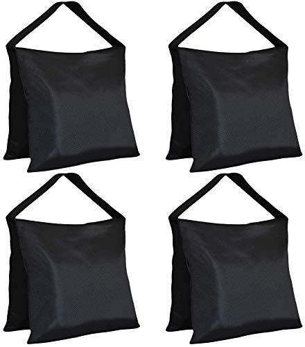 Keymaya Heavy Duty Photographic Sandbag Weights Studio Video Sand Bag with Saddlebag Design for Light Stands, Boom Stand,Tripod,Backyard,Outdoor Patio,Sports-4pcs Set (Black)