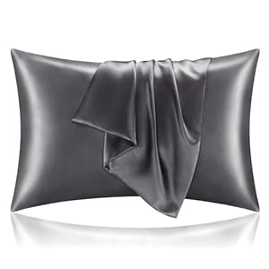 BEDELITE Satin Pillowcase for Hair and Skin, Super Soft and Cooling Similar to Silk Pillow Cases 2 Pack with Envelope Closure, Gift for Women Men(20″x30″ Queen Size, Dark Grey)