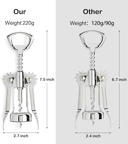 Wing Corkscrew Red Wine and Beer Bottle Opener with Wine Foil Cutter and Wine Stopper (401-Silver) - Image 3