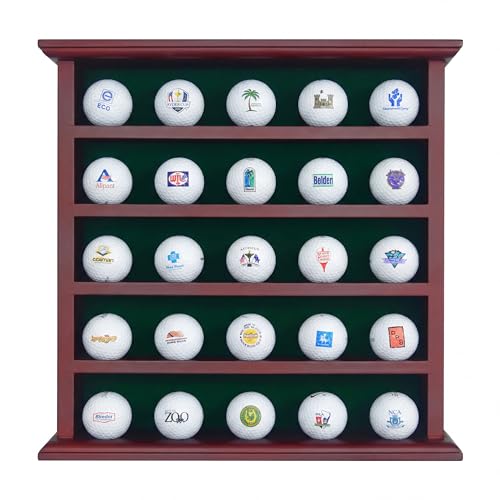 Hodeframe 25 Golf Ball Display Case Wall Mounted Mahogany 11.7x11.8