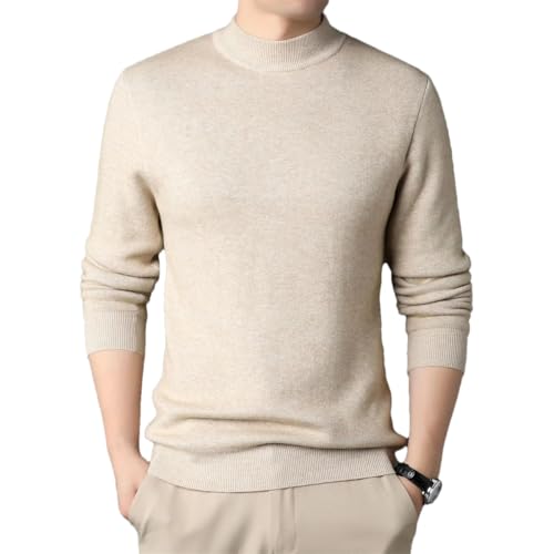Men Autumn Winter Solid Color Half High Collar Bottoming Sweater Casual Knitting Top Jumpers Pullover