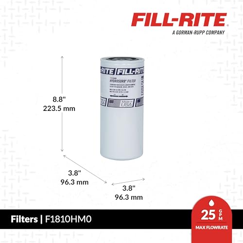 Image of Fill-Rite F1810HM0 1 inch - 12 UNF 25 GPM (94 LPM) 10 Micron Water Sensing Spin-On Fuel Filter, Hydrosorb