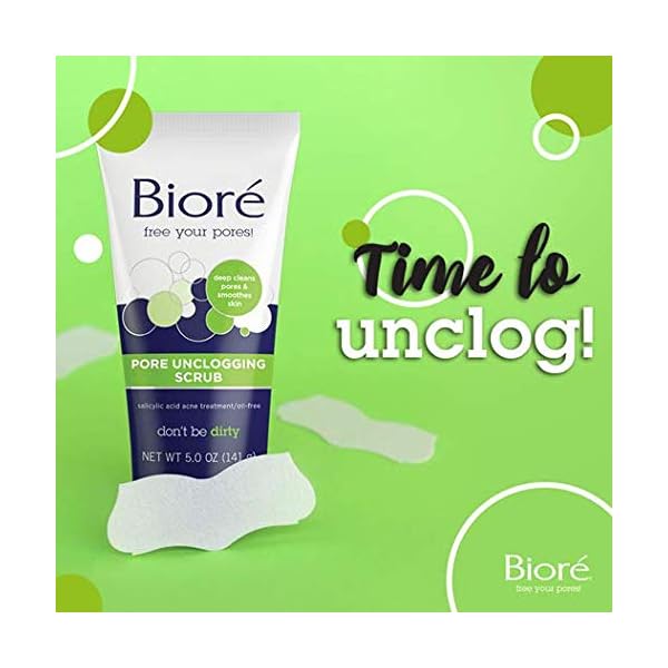 BiorÃ© Pore Unclogging Scrub, Removes Excess Dirt and Oils, Face Scrub, with Salicylic Acid, Oil Free, 5 Ounces (HSA/FSA Approved)