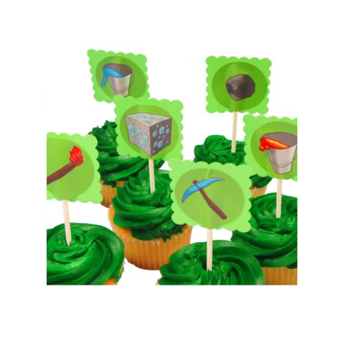 Blue Orchards Mining Fun 3 Tier Cupcake Stand - Pixel Miner Party Decorations, Mining Birthday Party Decorations, Gamer Birthday Decorations, Pixel Gaming Party Decorations - Thumbnail 5