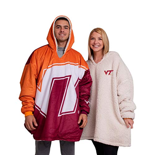 NCAA Virginia Tech Hokies Unisex Reversible Oversized Sherpa Hoodie Sweatshirt Colorblock HoodeezReversible Oversized Sherpa Hoodie Sweatshirt Colorblock Hoodeez, Colorblock, One Size