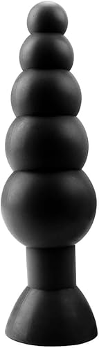 NOPNOG Cuentas anales súper grandes, con ventosa, consolador anal, tapón anal, silicona (negro)