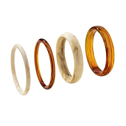 Mavsigak 4 Pcs Acrylic Bangles Bracelets for Women Chunky Irregular Geometric Resin Bangle Set Wide Statement Wristband Fashion Stackable Bracelets for Party Daily Wear Gift