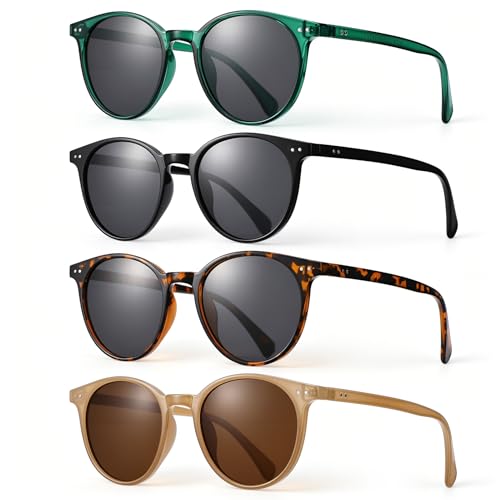 GGSTDDUP 4 Pack Retro Round Polarized Sunglasses
