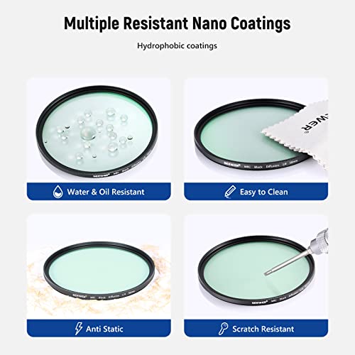 Image of NEEWER 58mm Black Diffusion 1 /4 Filter Mist Dreamy Cinematic Effect Filter Ultra Slim Water Repellent Scratch Resistant HD Optical Glass, 30 Layers Nano Coatings for Video /Vlog /Portrait Photography