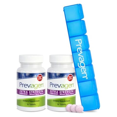 Prevagen Extra Strength 20mg, 30 Chewables |Mixed Berry-2 Pack| with Apoaequorin & Vitamin D and 7-Day Pill Minder Cover