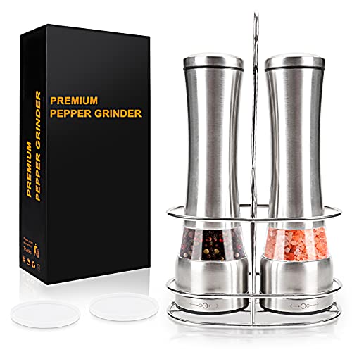 Kit 2 Moedores Manuais, Moedor Sal e Pimenta Aço Inoxidável,Três Tipos Retificadoras de Rugosidade N