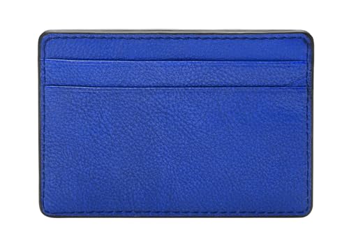 Card Case Fossil Steven bleu brillant en cuir véritable