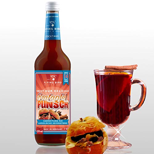 Bratapfelpunsch 28% Vol. | Premix, Konzentrat für 14 Heißgetränke mit Alkohol | Flasche 0,7l mit allen Zutaten | Einfach Heißwasser aufgießen, fertig … Cover