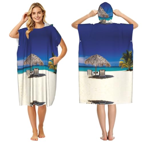 Poncho à capuche Jamaica Beach été en microfibre surf natation - 2