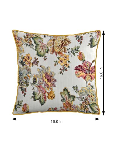 Image of Pure Cotton Quilted Cushion Cover 16x16 Inch | Anokhi Print Decorative Throw Pillow Cover | Soft Cotton Sofa Cushion Cover with Hidden Zipper | Living Room Bedroom Home Decor