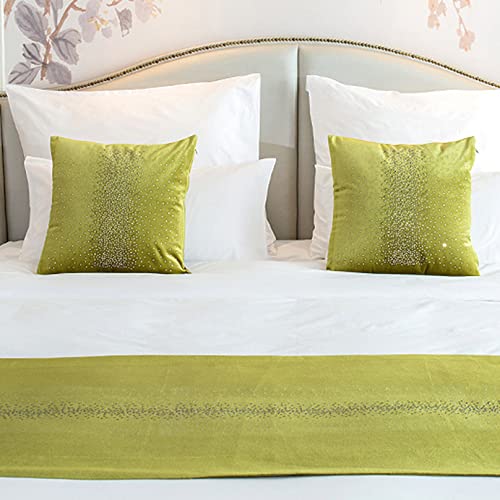 Green Diamond Bed Scarf With Tassel Velvet Bed Runner Bed Cover Soft Bedding Decor Bedspread Blankets Protection Towel For Bedroom Hotel Wedding, 45 X 210Cm #TOP2