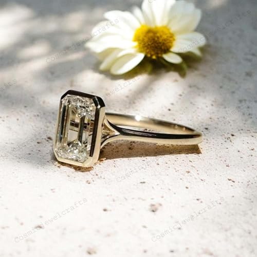 2CT Radiant Cut Moissanite Ring for Women 14k Yellow Gold Solitaire Ring Bezel Set Customized Wedding Jewelry Unique Promise Gift for Her4