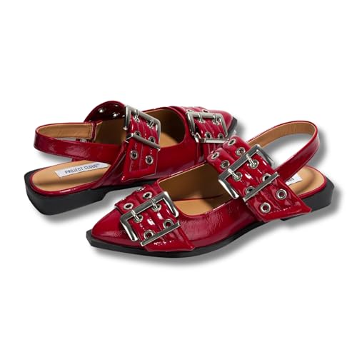 Image of Project Cloud Womens Flats - Memory Foam Flats Shoes for Women Footwear Non-Slip Rubber Sole Womens Sandals - Perfect Sandals for Women 2025 (Katharyn, Burgandy, 6)