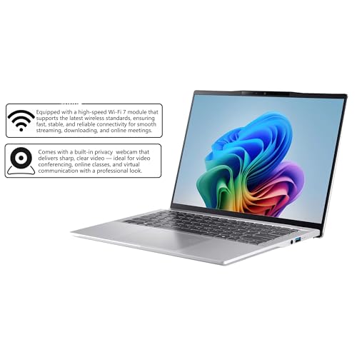 Image of acer Swift 14 Portable Copilot+ AI PC Laptop | 14 inch WUXGA Matte Touch | AMD 10-core Ryzen AI 9 365 (Up to 50 NPU Tops - Up to 73 GPU Tops) | 32GB DDR5 1TB SSD | Backlit Wi-Fi7 Win11 w /DLCA Accessory
