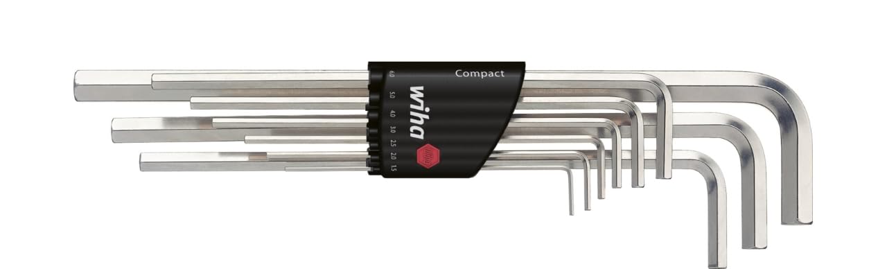 Wiha Stiftschlüssel Set im Compact Halter Sechskant 9-tlg. glanzvernickelt (01222)