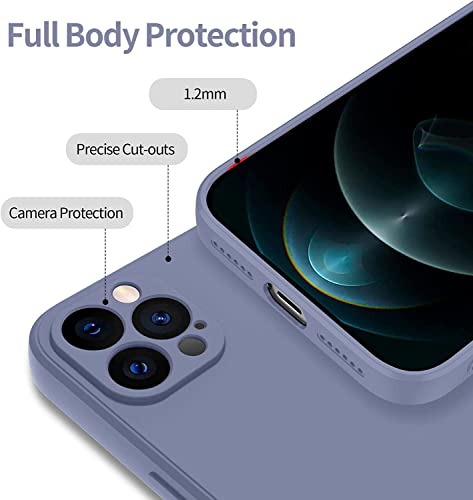 Image of VONZEE Square Candy Liquid Silicone iPhone Case Cover for iPhone 12 Pro Max,Microfiber Lining Compatible iPhone 12 Pro Max (6.7 inch) (Lavender)