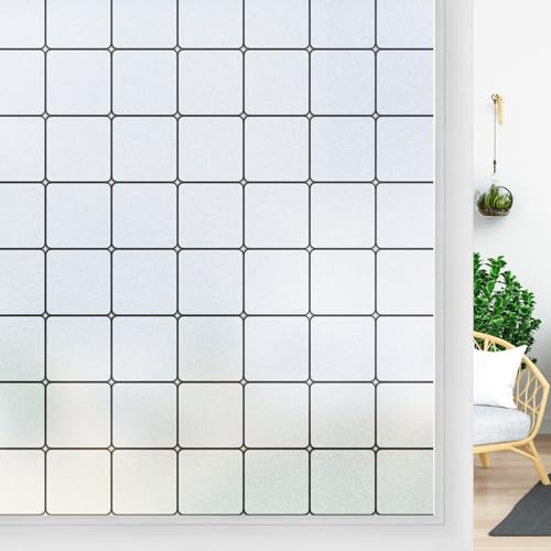 Windimiley Window Privacy Film Frosted Glass Static Cling Black Lattice