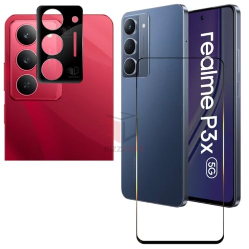 Image of Compatible With realme P3x 5G Tempered Glass Screen Protector Guard and Camera Lens Protector With Precise Edges - High Definition, Easy Install, Anti-Fingerprint (Realme P3X) - Pack of 2