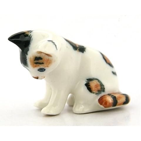 Dollhouse Miniatures Ceramic White Cat sitting FIGURINE Animals Decor Cover