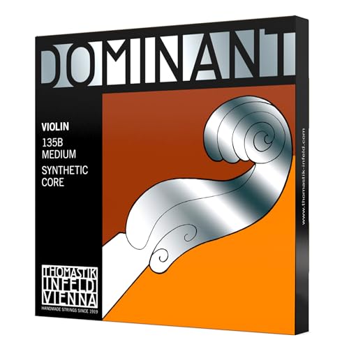 Thomastik-Infeld Dominant Violin String Set, 4/4 Size, Medium Tension - 135B - Synthetic Core A, D, G with Stainless Steel E, Removable Ball - Clear & Balanced Tone, The Reference Standard for Violin by Thomastik-Infeld - Used condition - US$53.20