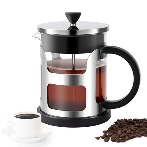 French Press Coffee Maker - COPOTEA Portable 34oz (1 Litre) Borosilicate Glass Stainless Steel...