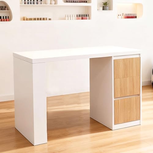 TATARTIST Nail Desk Manicure Table Professional Manicure Station with 3 Drawers Storage Cabinet Nail Tech Desk for Beauty Salon Spa Home Office (Right Drawer)