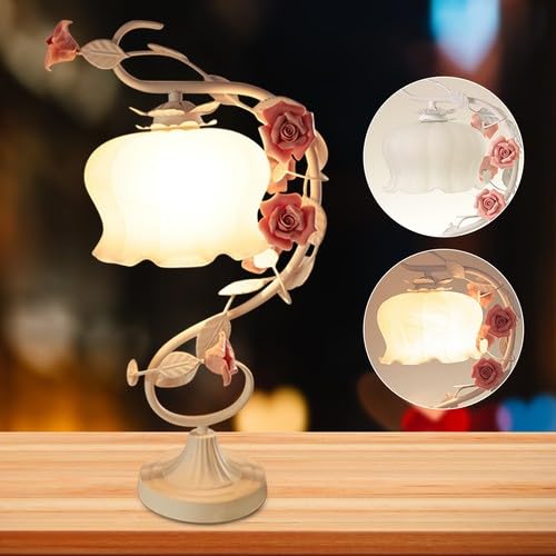 Rose Blume Tischlampe, LED Nachttischlampe Keramik Schreibtischbaum Lampe Modernes Leselampe, Buchlampe kann für Home, Hochzeit Weihnachten, Wohnzimmer