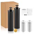 Black Activated Carbon Water Filter Elements & Fluoride Filters for Gravity Water Filtration System with UF-membrane Certified Water Filter Replacement, Pack of 4