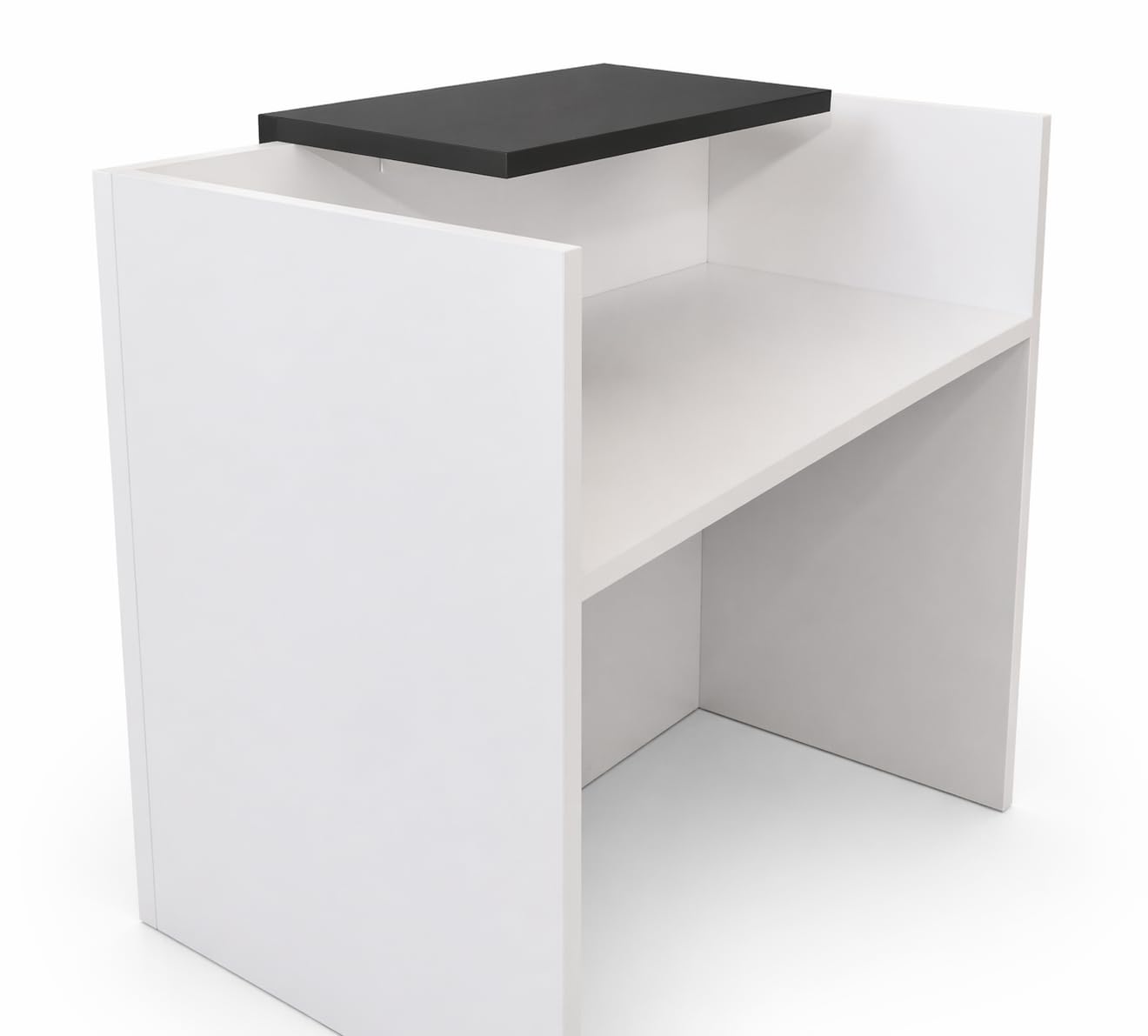 Genérico OFILIKE. Mostrador Basic de Recepción para Oficina o Negocio - Mostrador Recepción Moderno con Estante Interior (Gris Grafito) (160cm Ancho)