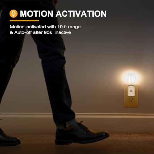 Image of LED Motion Sensor Night Light, 2-Pack, Motion Activated Night Light, Night Lights Plug into Wall Motion Sensor, 2700K Warm, Adjustable Brightness 10-100LM, for Kids Adults Bathroom Bedroom