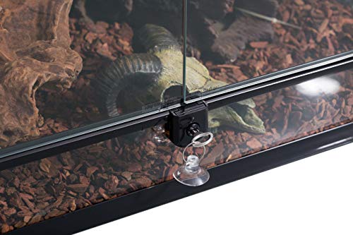 Retti ZOO – Terrário de vidro réptil, porta de dobradiça dupla com ventilação de tela, terrário répt