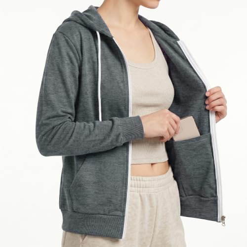 Image of GIVON Basic Lightweight Zip-Up Hoodie Long Sleeve Thin Jacket for Women with Plus Size