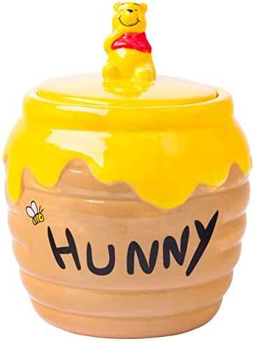 Silver Buffalo Disney Winnie the Pooh Honey "Hunny" Pot Sculpted 3D Hand Painted Ceramic Snack Cookie Jar (Small)