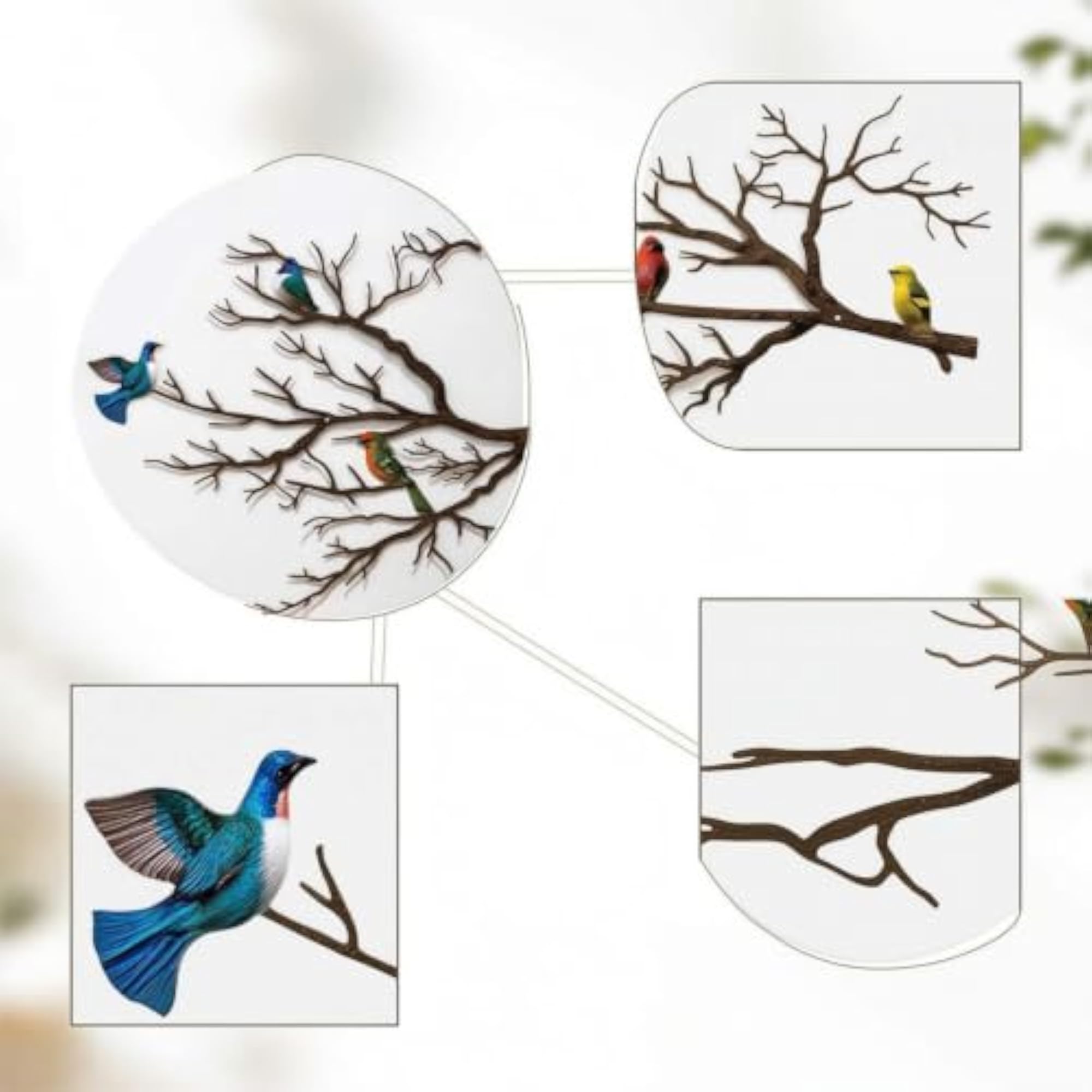 Nature-Inspired Birds on Branch Wall Decor