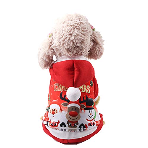 NACOCO Pet Four-Legged Christmas Hoodie Sweater with Santa Claus Snowman Elk Dog Cat Winter Clothes (XS)