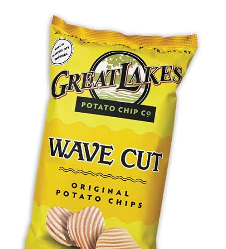 Great Lakes Original Kettle Cooked Potato Chips with Sea Salt, 8 oz. Bags (Wave Cut, 4 Bags)