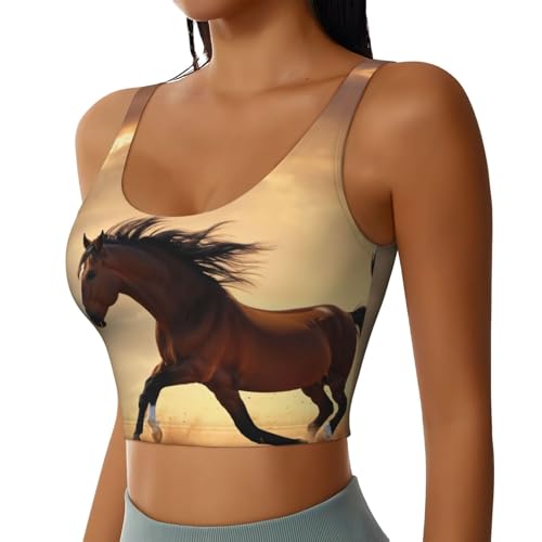 Débardeur de sport femme pour yoga et fitness avec imprimé rayures cheval