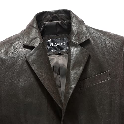 Image of FLAVOR Men's Real Leather Blazer Classic Leather Jacket