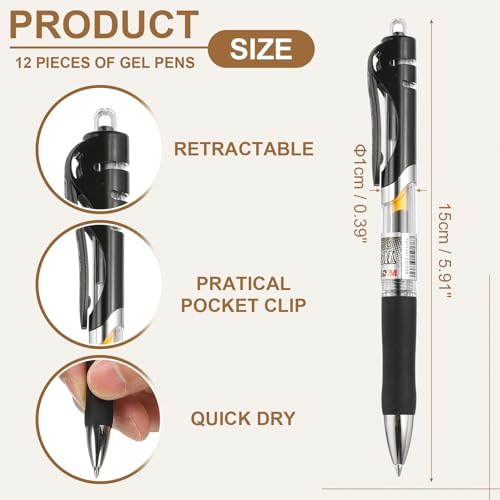 Bolígrafos de gel PATIKIL 0.7mm x12 tinta negra retráctiles miniatura 2