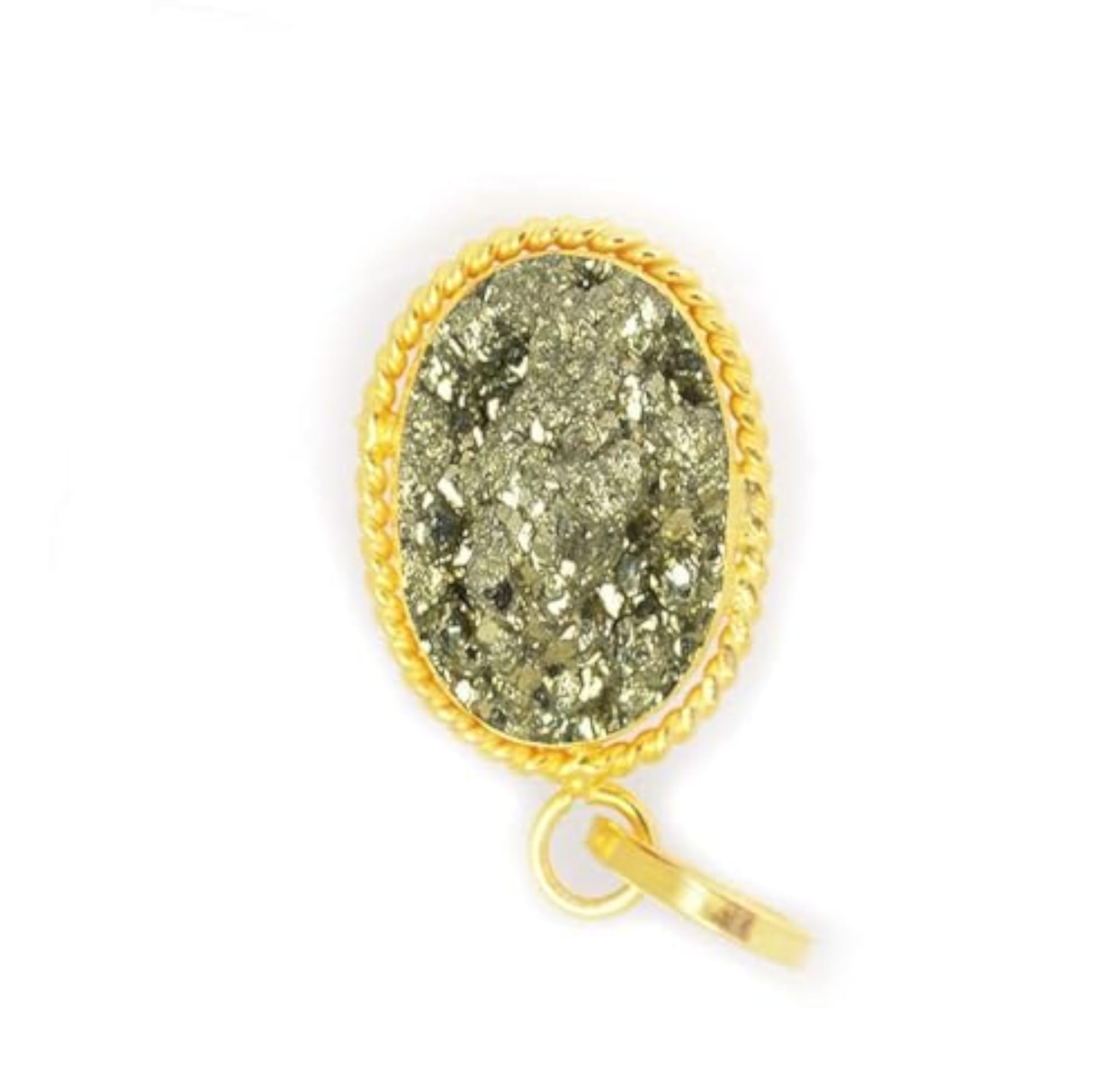 Men's Certified 7.25 Ratti Pyrite Stone Pendant Necklace