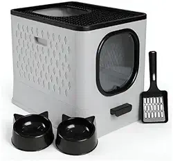 Caixa De Areia Fechada Sandbox Premium Cinza Para Gatos Jelplast Completa