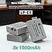 FirstPower LP-E5 Battery 3-Pack 1900mAh with Triple Slot Charger for Canon LP-E5 Canon EOS Rebel XS, Rebel XSi, Rebel T1i, EOS 1000D, EOS 500D, EOS 450D, Kiss X3, Kiss X2, Kiss F Digital Camera