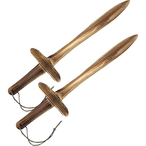 Adventure Awaits! Wooden Toy Pretend Play Sword for Kids | 2 Pack | 16 Burnt Finish for a Rustic Look | Lightweight and Durable for Imaginative Kids | NOT a Weapon | Set of 2