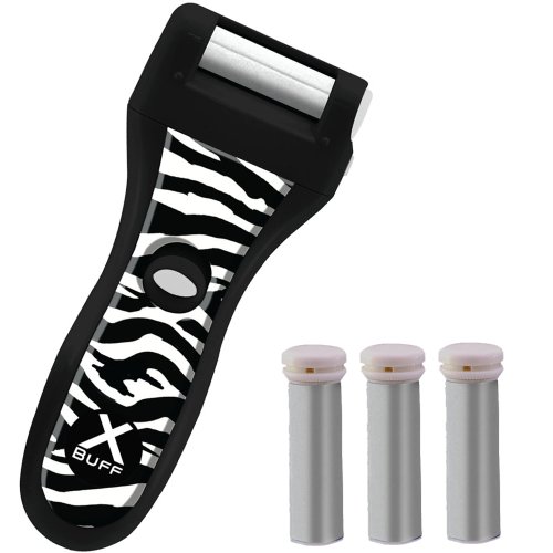 iVog Xbuff Micro Pedicure Callus Remover Portable Battery Operated Foot Buffer Device (Black/White)