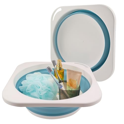 MINDFARGE Portable Folding Wash Basin, 1.4 Gallon Lightweight Collapsible Sink, Camping Dish Tub, RV, Travel, Space-Saving and Easy to Store (Blue, 1 Pack)